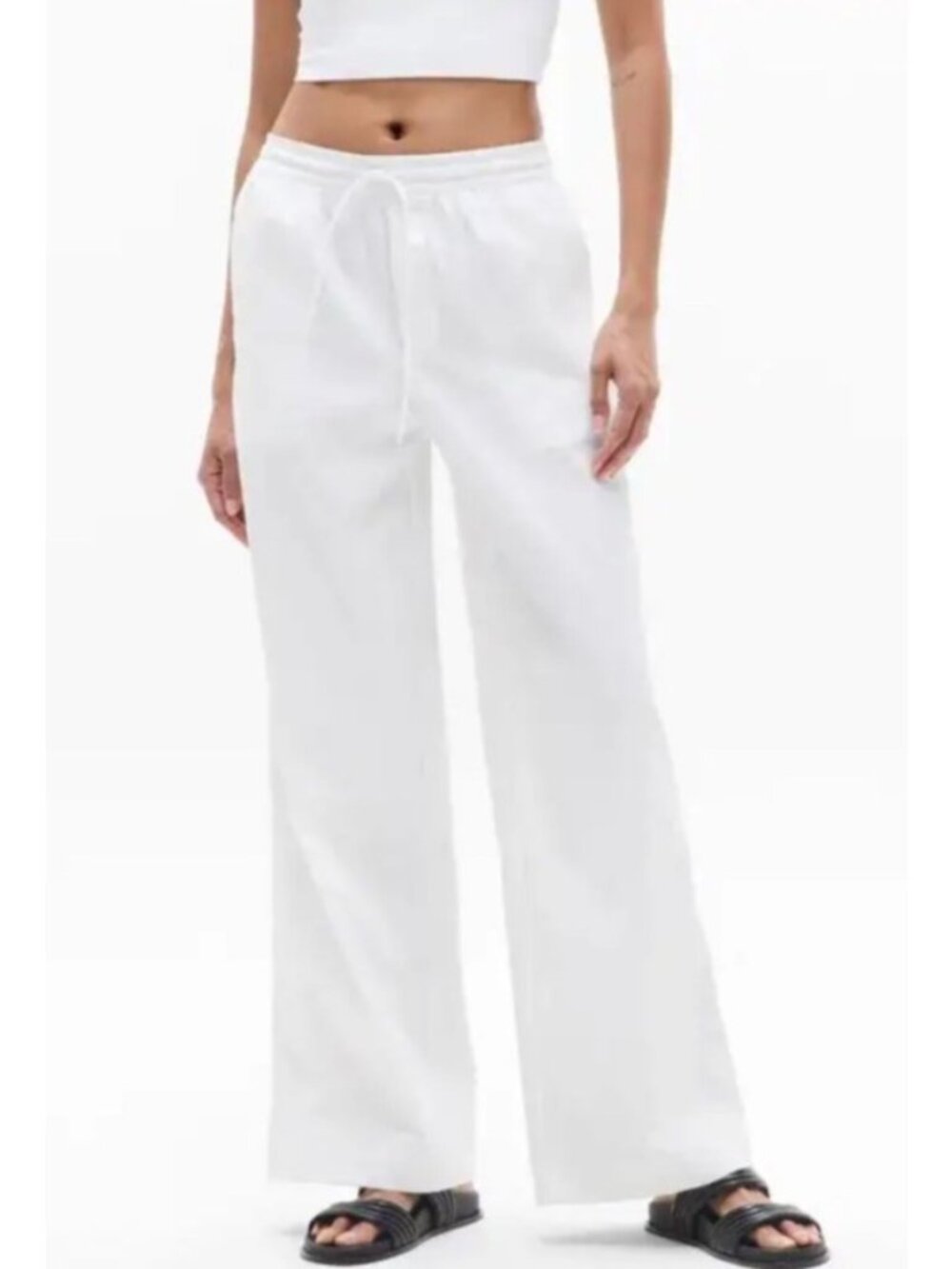 NEW Athleta Drift Poplin Pants Pull-On Lightweight Breathable Large White Casual